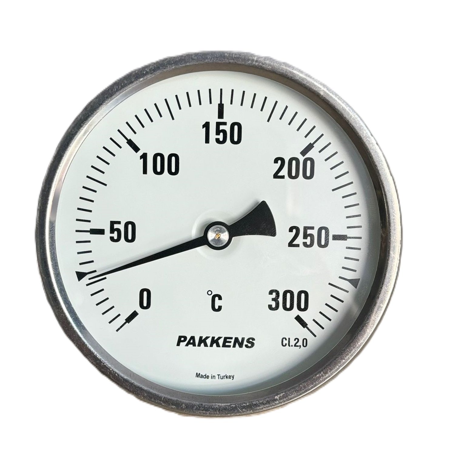 Pakkens Arka Bağlantılı Bi-Metal Termometre Ø100mm 300°C 30cm 1/2'' CL 2,0