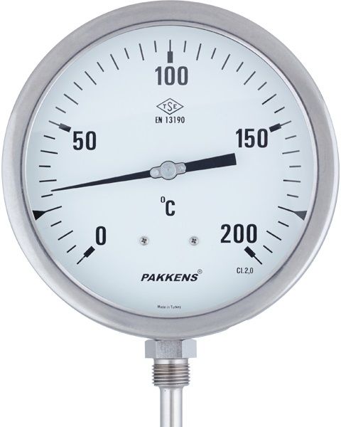 PAKKENS Bottom Connection Thermometer Ø100 mm 200°C 30 cm 1/2'' CL 2.0