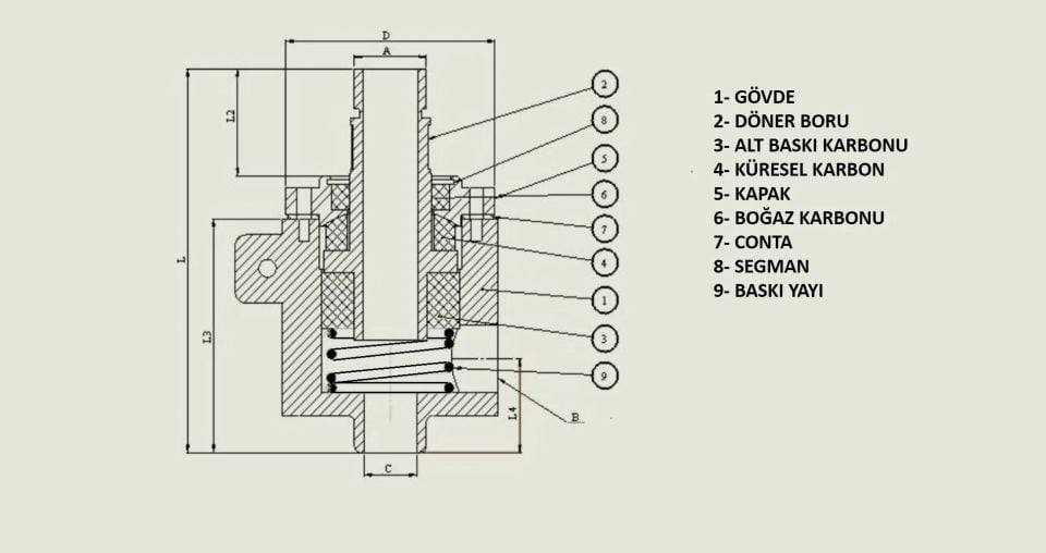 Döner Buhar Başlığı Sol Dönüşlü 1/2''
