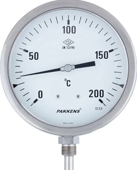 Pakkens Долнозаредена Термометър Ø100mm 200°C 1/2
